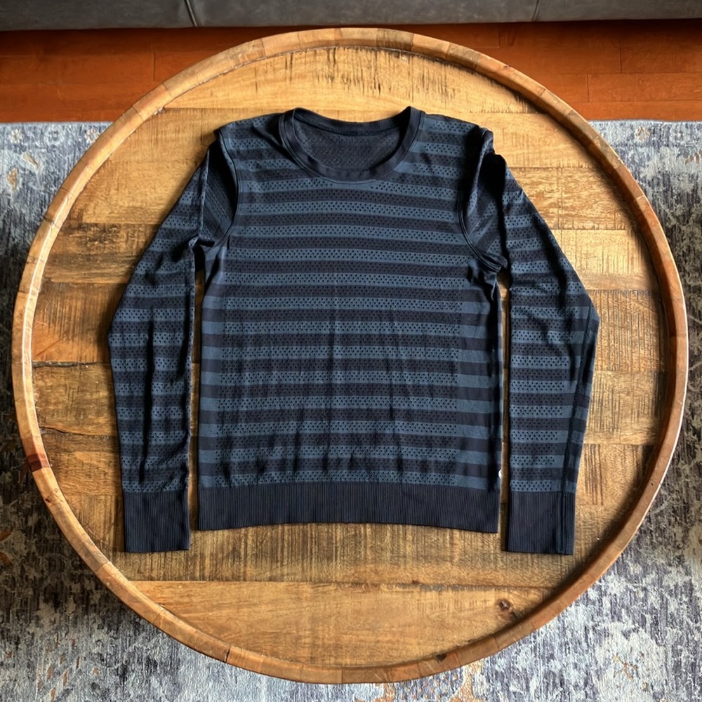 lululemon Swiftly Breath Long Sleeve - Black/Slate Gray Striped (US 4)